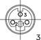 'Technical drawing of a three-pole connector in top view. Numbers 1, 2, 3 mark the contact positions.'
