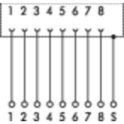 Diagram of an 8-position ring counter circuit with corresponding connections to 8 positions below.