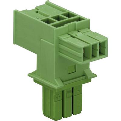 WAGO  Mains T distributor Mains plug - Mains socket, Mains socket Total number of pins: 2 Green  1 pc(s) 