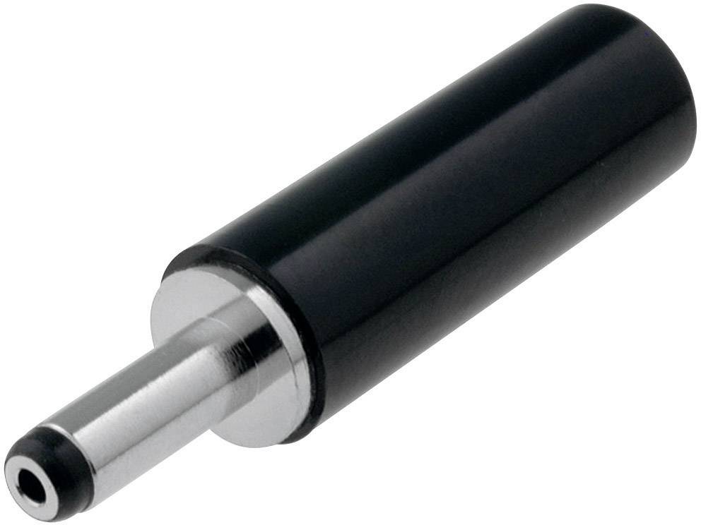 Black cylindrical adapter or plug with a metallic tip, possibly suitable for electronic connections or devices.