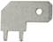 Metal component locking cap with two prongs and a hole at the top, commonly used in electronics for securing parts.