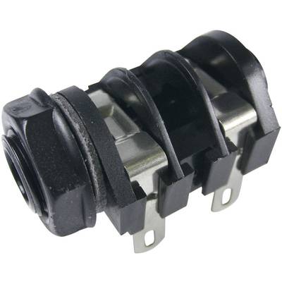 A black, cylindrical electrical plug with three terminal clamps, suitable for connecting cables in electrical applications.