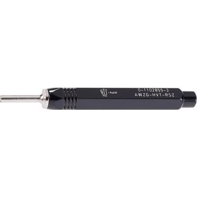 A black screwdriver with the inscription 'O-1102895-3 AWZ6-HW-P5Z', metal tip, suitable for delicate work.