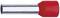 Uninsulated wire end ferrule with red plastic coating. Ideal for securely connecting multi-strand conductors in terminals.