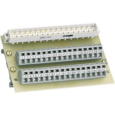 A connection board with two silver connection strips, numbered from 1 to 31, and a white connector strip.