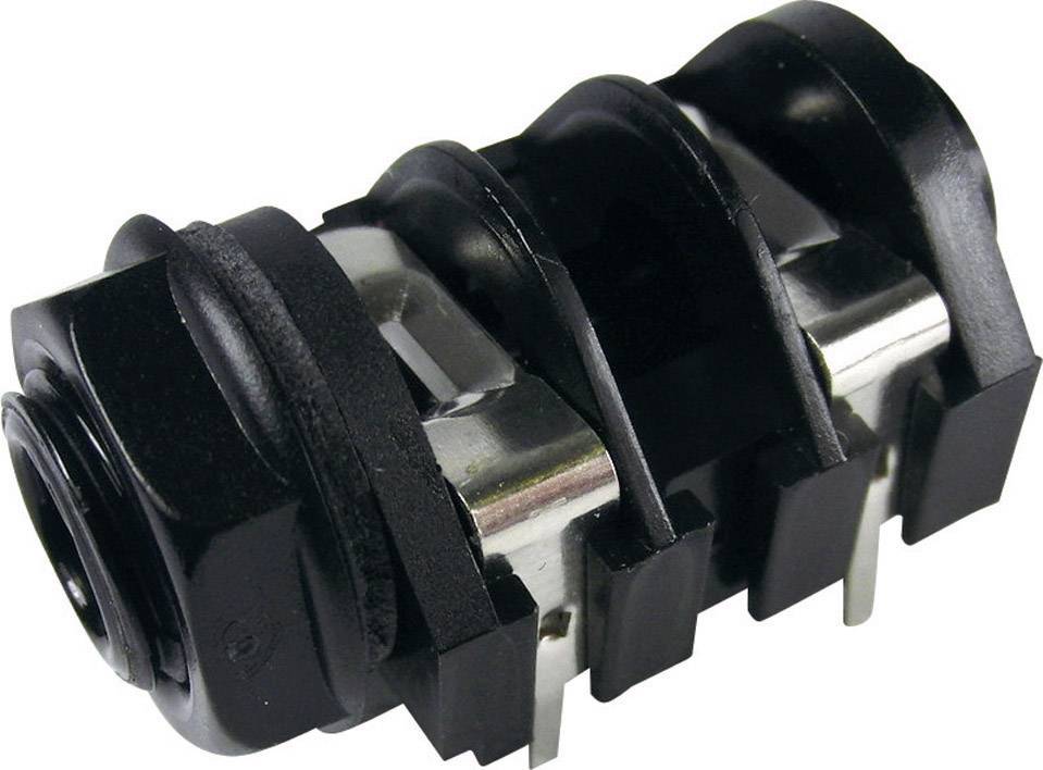 A black, cylindrical electrical connector with multiple pins. Primarily used in electronic devices.<br><br>Note: The translation uses British English terminology and maintains the original concise description of the connector.