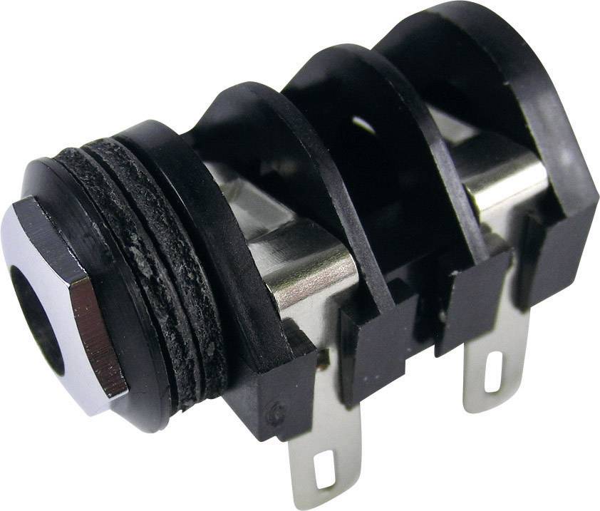 Cliff CL1282A 6.35 mm audio jack Socket, horizontal mount Number of pins: 2 Mono Black 1 pc(s)