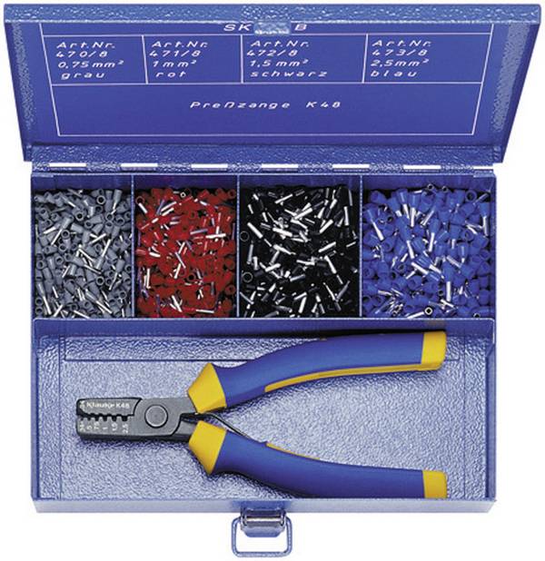 Klauke SK45B Ferrule set 0.75 mm², 1 mm², 1.5 mm², 2.5 mm² Partially insulated Grey, Red, Black, Blue 1100 pc(s)