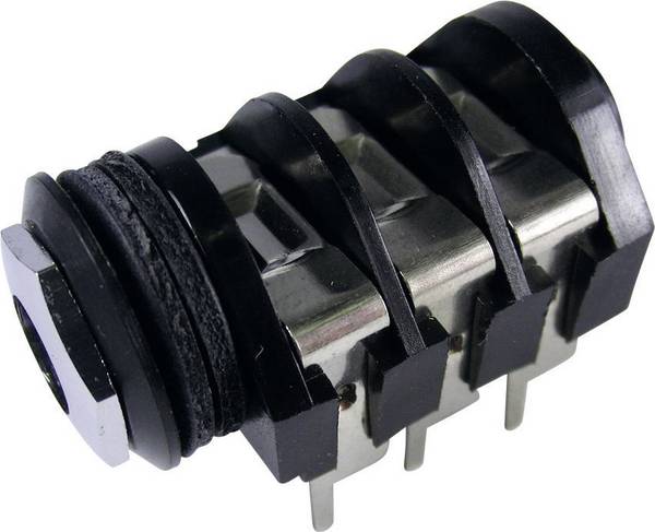 Cliff CL1330A 6.35 mm audio jack Socket, horizontal mount Number of pins: 3 Stereo Black 1 pc(s)