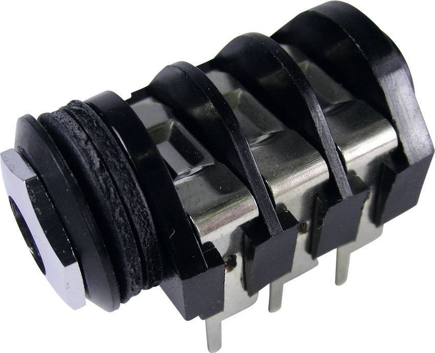 Cliff CL1330A 6.35 mm audio jack Socket, horizontal mount Number of pins: 3 Stereo Black 1 pc(s)