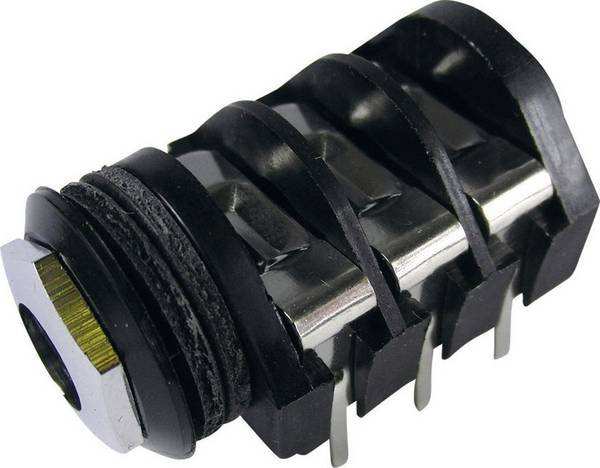 Cliff CL1334A 6.35 mm audio jack Socket, horizontal mount Number of pins: 3 Stereo Black 1 pc(s)