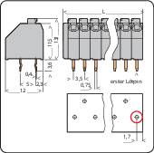 'Graphic shows technical drawing of a component with dimensions. Measurements and drill holes are marked. Dimensions in mm.'