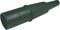 Black, cylindrical adapter with a ribbed surface, tapering conically. Connecting piece for hoses or pipes.