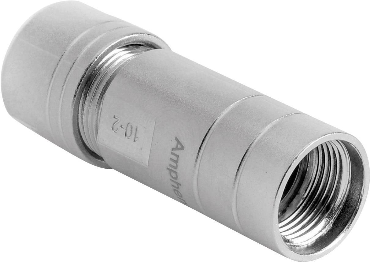 Metal adaptor, cylindrical, with internal thread at one end. Used for securely connecting cables or other technical components.