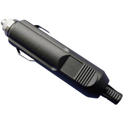 A black plug for the cigarette lighter socket in a car, used to power devices within the vehicle's interior.