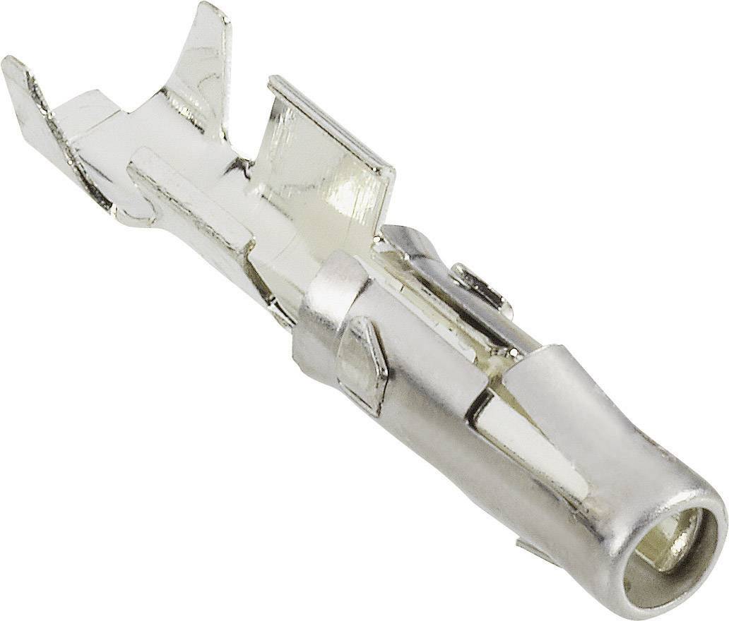 A silver metal contact, likely a connector, is resting on a light-coloured surface. The contact has two side terminals.