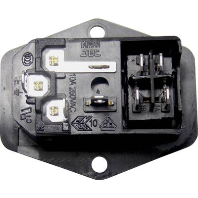 Figure of an electrical plug connector with fuse. Inscription: '10A 250VAC', 'TAIWAN JEC'. Three terminals and fuse holder visible.