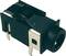 Black socket for cable connection, rectangular shape with metal contacts on the sides, front-left view.