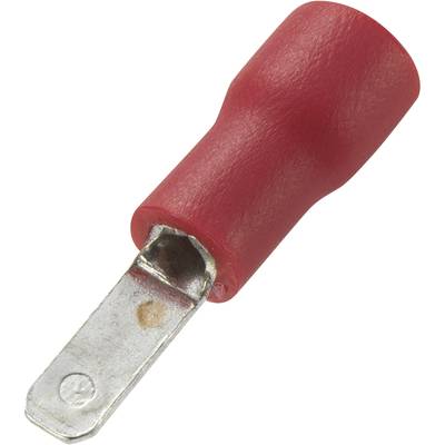 A red isolated flat connector with a metal part.