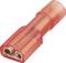 A red isolated flat connector, typically used for electrical connection or repair.