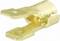A golden metal connector with a flat structure, suitable for securely fastening cables or electrical wires.
