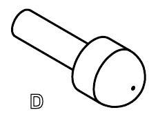A schematic drawing shows a cylindrical piston with a spherical head. To the right of it, a 'D'.