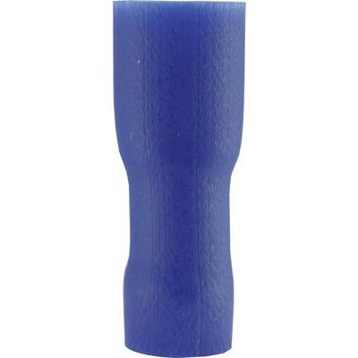Blue electrical cable connector with insulation, cylindrical in shape, for connecting and securing cables in electrical applications.