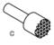 Technical drawing of a cylindrical tool with a grooved end, marked with a large 'C'.