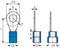 Technical drawing of a cylindrical component with different views and annotations for dimensions and radii.