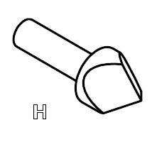 A sketched representation of an arrow pointing left, accompanied by the letter 'H' underneath.