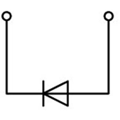 Schematic symbol of a diode in an electrical circuit, with anode and cathode marked. The diode is connected in series.