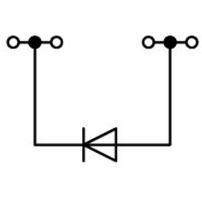 Circuit diagram of a diode circuit with two terminals, connected by a diode in the forward direction, which enables current flow.