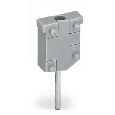 A grey electrical connector with four pins, vertically aligned.