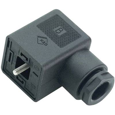 'Black rectangular plug with side cable connection, hexagonal logo, and letter B on the top surface.'