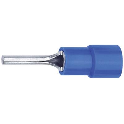 A blue, insulated cable lug with a flat, metallic terminal. Used for connecting electrical cables.