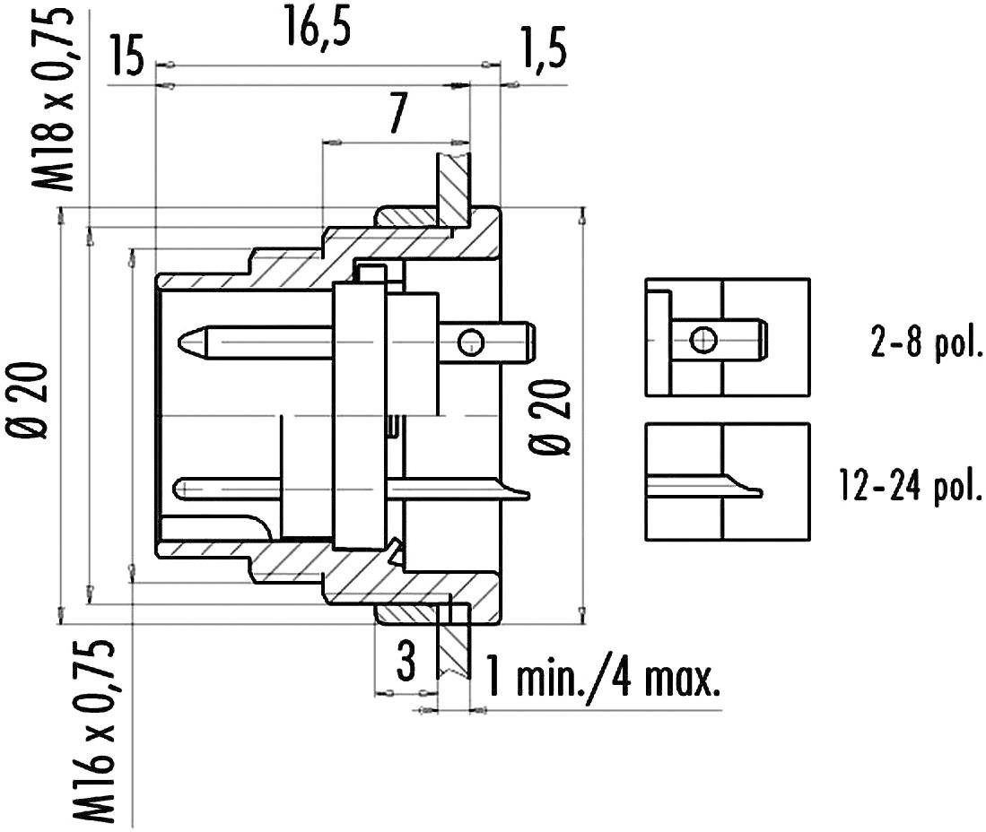 Binder 09-0311-80-04 Series 682 Miniature Circular Connector Nominal ...