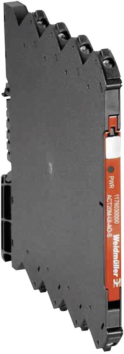 A modular electronic device with a slim design, likely an interface module. It has red labelling with a logo on the right.