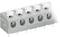 'Pluggable printed circuit board terminal block with five grey terminals and white levers, horizontally aligned.'