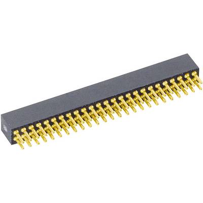 A rectangular connector with gold-plated pins, used for electrical connection of components or circuit boards.