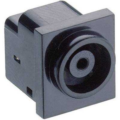 A black square flush-mounted speaker with a central round aperture, suitable for audio applications in enclosures or walls.