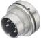 Metallic multi-pole plug with multiple contact pins, typically used for electronic connections.