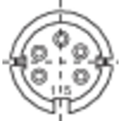 Technical drawing of a round plug with four pins, including dimensions and shape specifications.