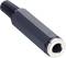 A black, cylindrical adapter with a threaded end and a metal opening at the other, used for connecting components.