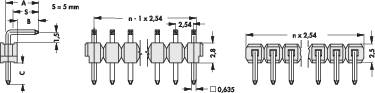 Technical drawing of electrical connectors with precise dimensions and labels for assembly instructions.