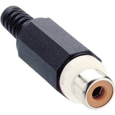 A black RCA plug with a metal connector, used for audio signals.