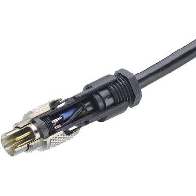 A coaxial plug shows internal wiring with a central metal pin and metal sheathing for signal transmission.