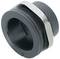 Black, cylindrical metal pin with thread and hexagonal nut, suitable for cable entry in electronic devices.