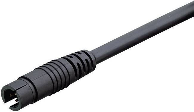 A black, coaxial antenna cable with a round plug is shown, used for connecting televisions or receivers.