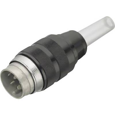 A black and silver five-pin DIN plug is shown.