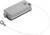 Rectangular grey protective cap with securing wire, used for covering and safeguarding electrical connections.